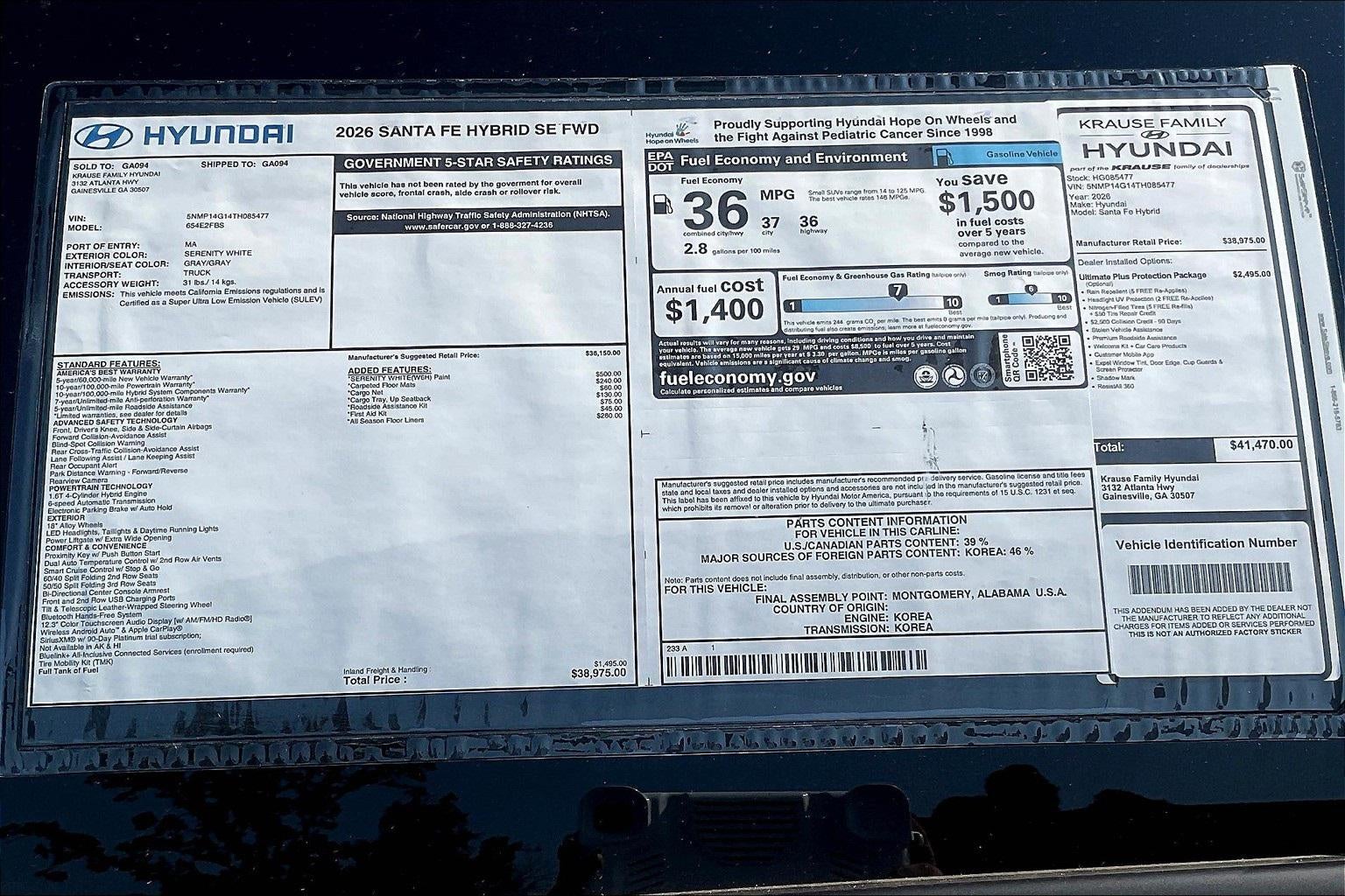 2026 Hyundai SANTA FE HYBRID SE