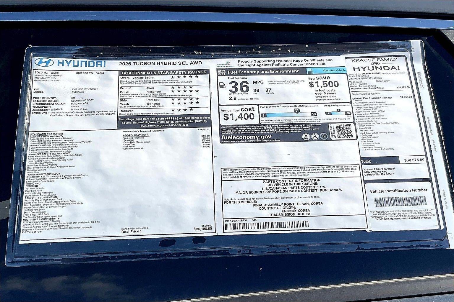 2026 Hyundai TUCSON HYBRID SEL AWD