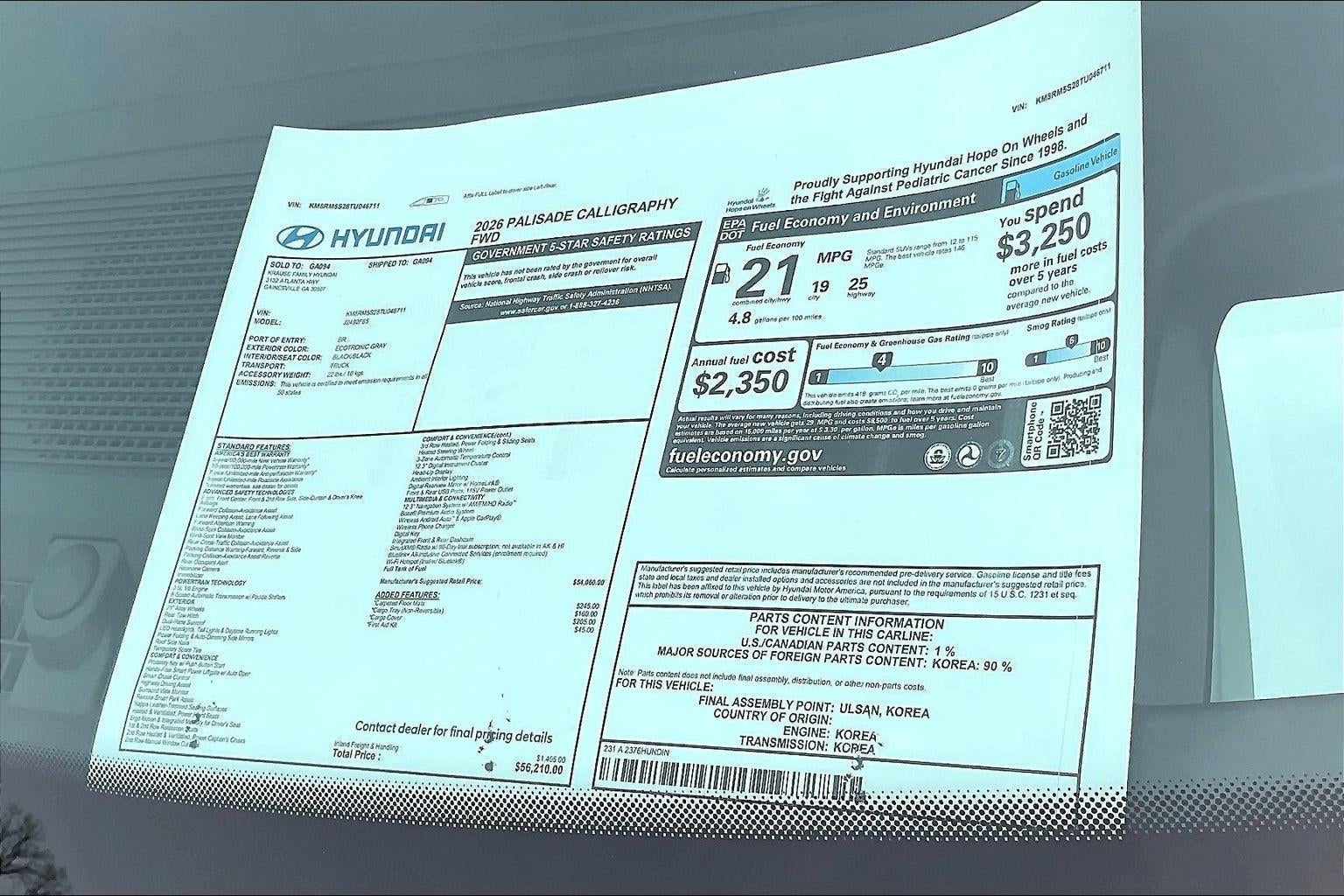 2026 Hyundai PALISADE Calligraphy FWD