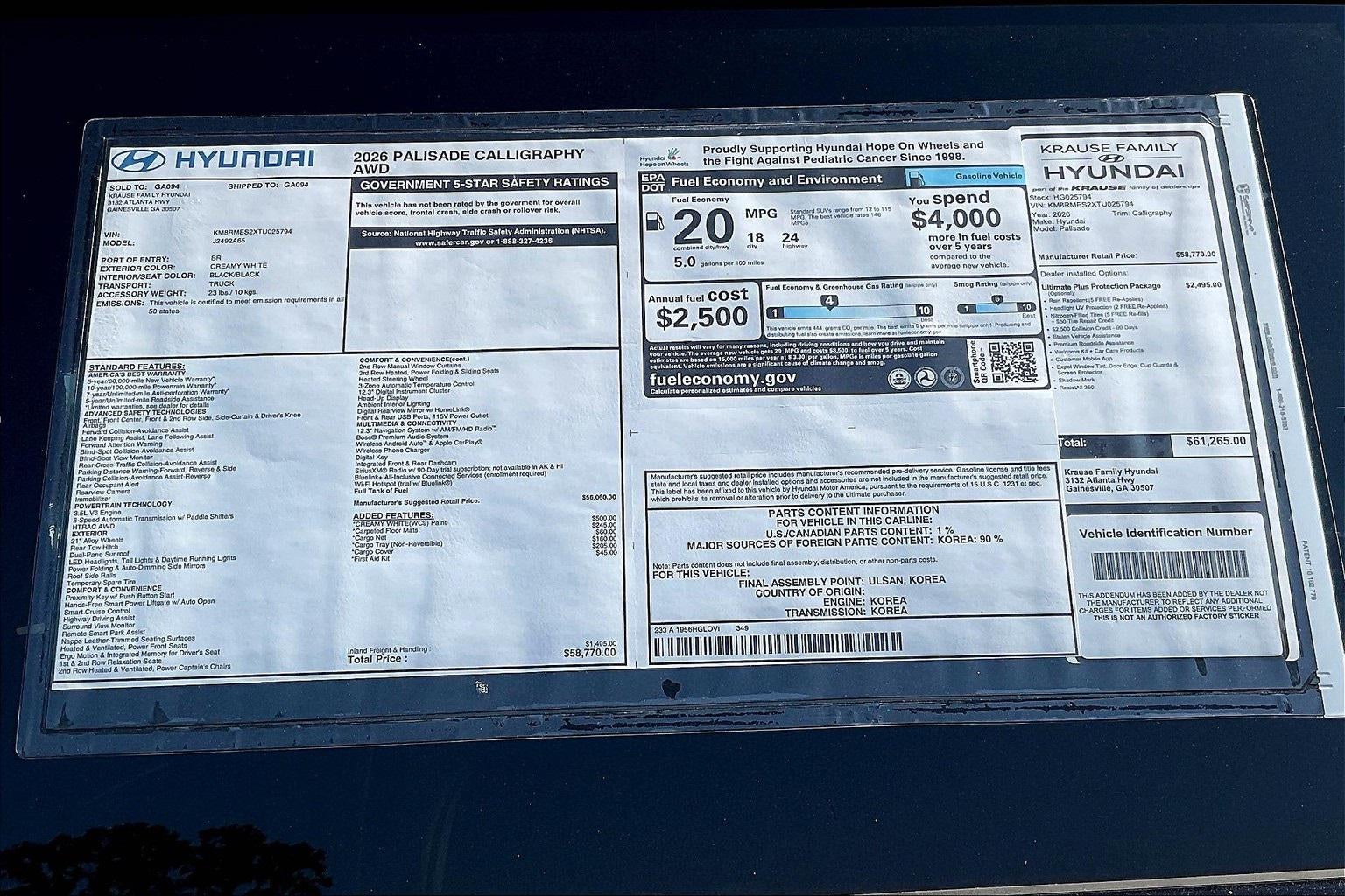 2026 Hyundai PALISADE Calligraphy AWD