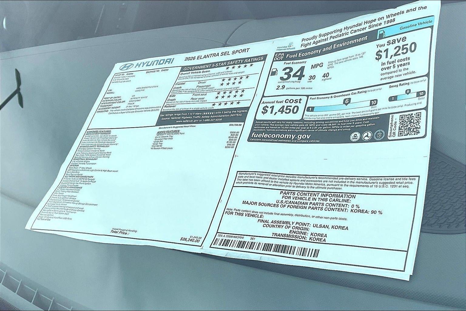 2026 Hyundai ELANTRA SEL Sport