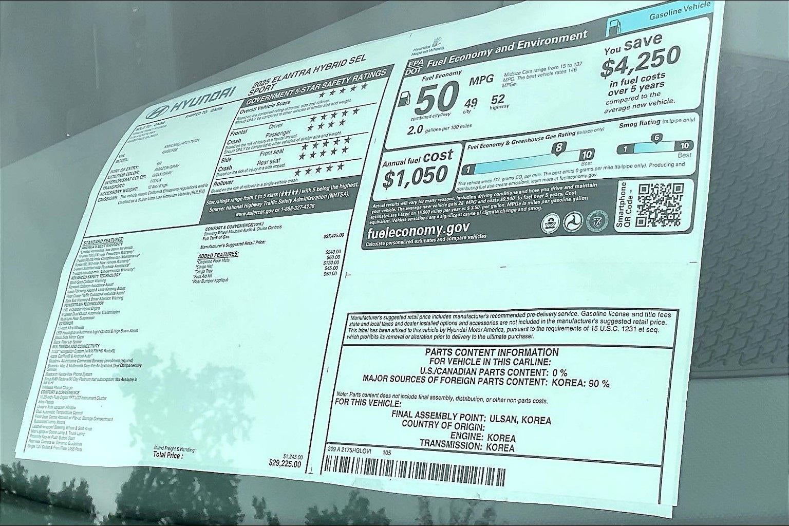 2025 Hyundai ELANTRA HYBRID SEL Sport