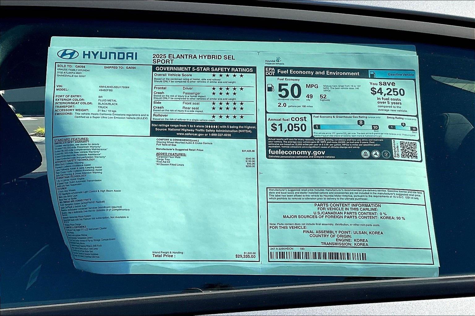 2025 Hyundai ELANTRA HYBRID SEL Sport