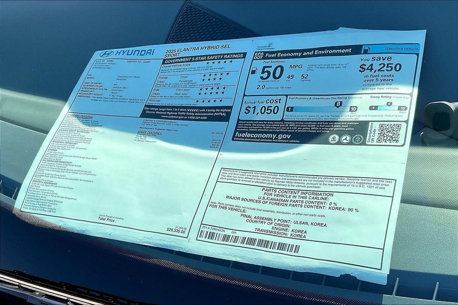 2025 Hyundai ELANTRA HYBRID SEL Sport