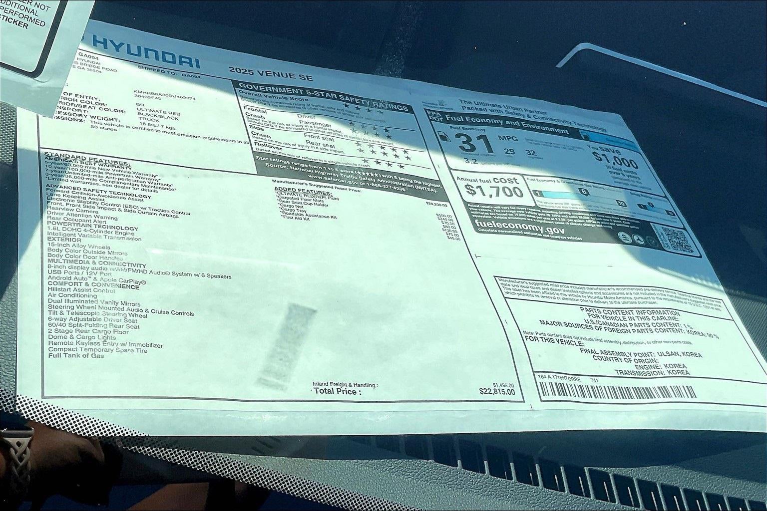 2025 Hyundai VENUE SE